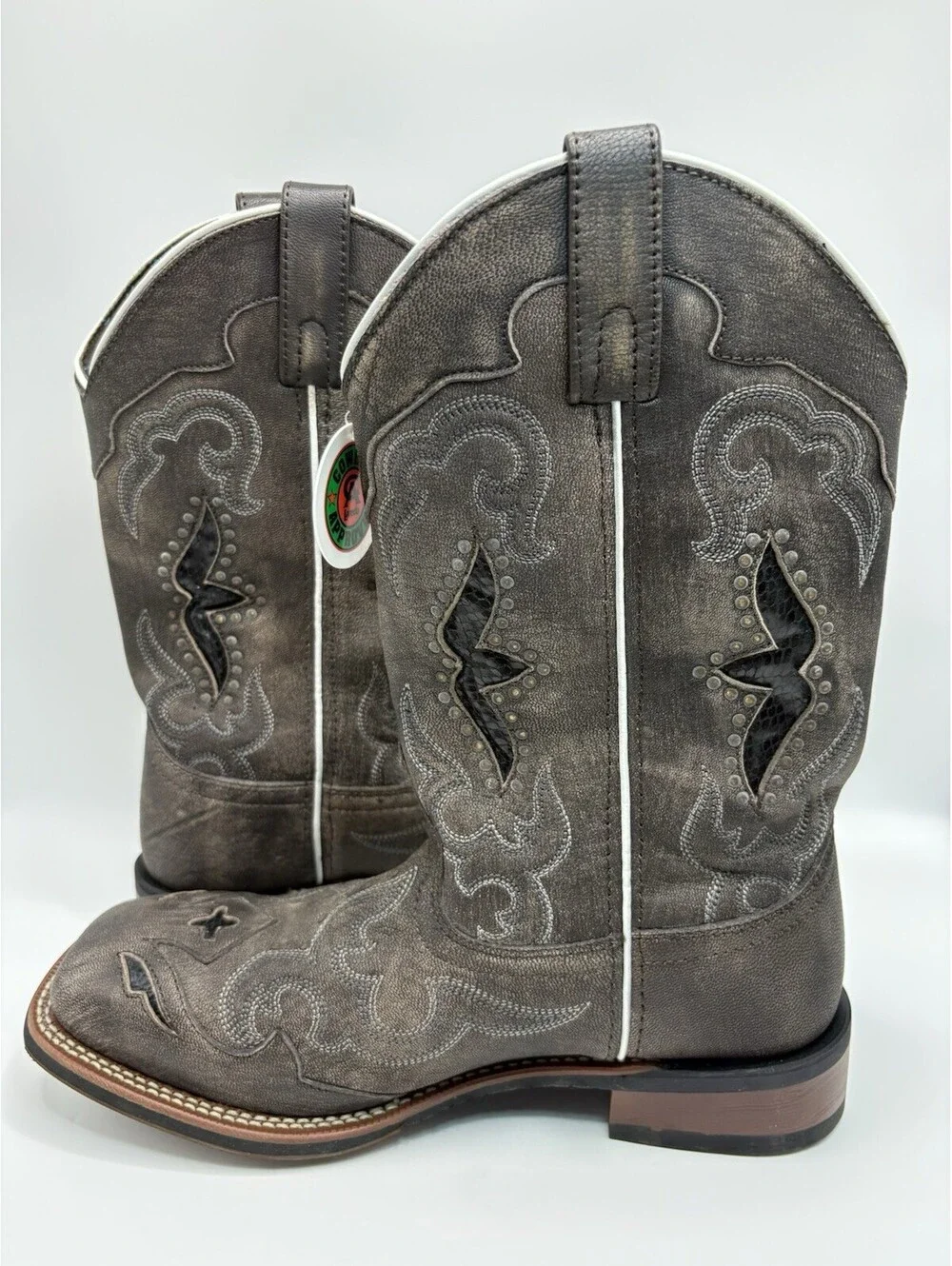 Laredo Womens Spellbound Leather Distressed Embroidered Cowboy Boot 9.5M NWOB